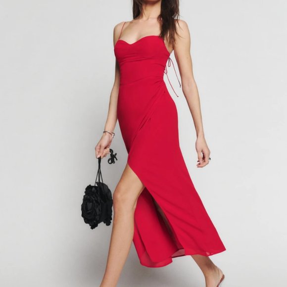 Reformation - Kourtney Dress - Red - Midi Dress - Size 6 - Picture 1 of 4